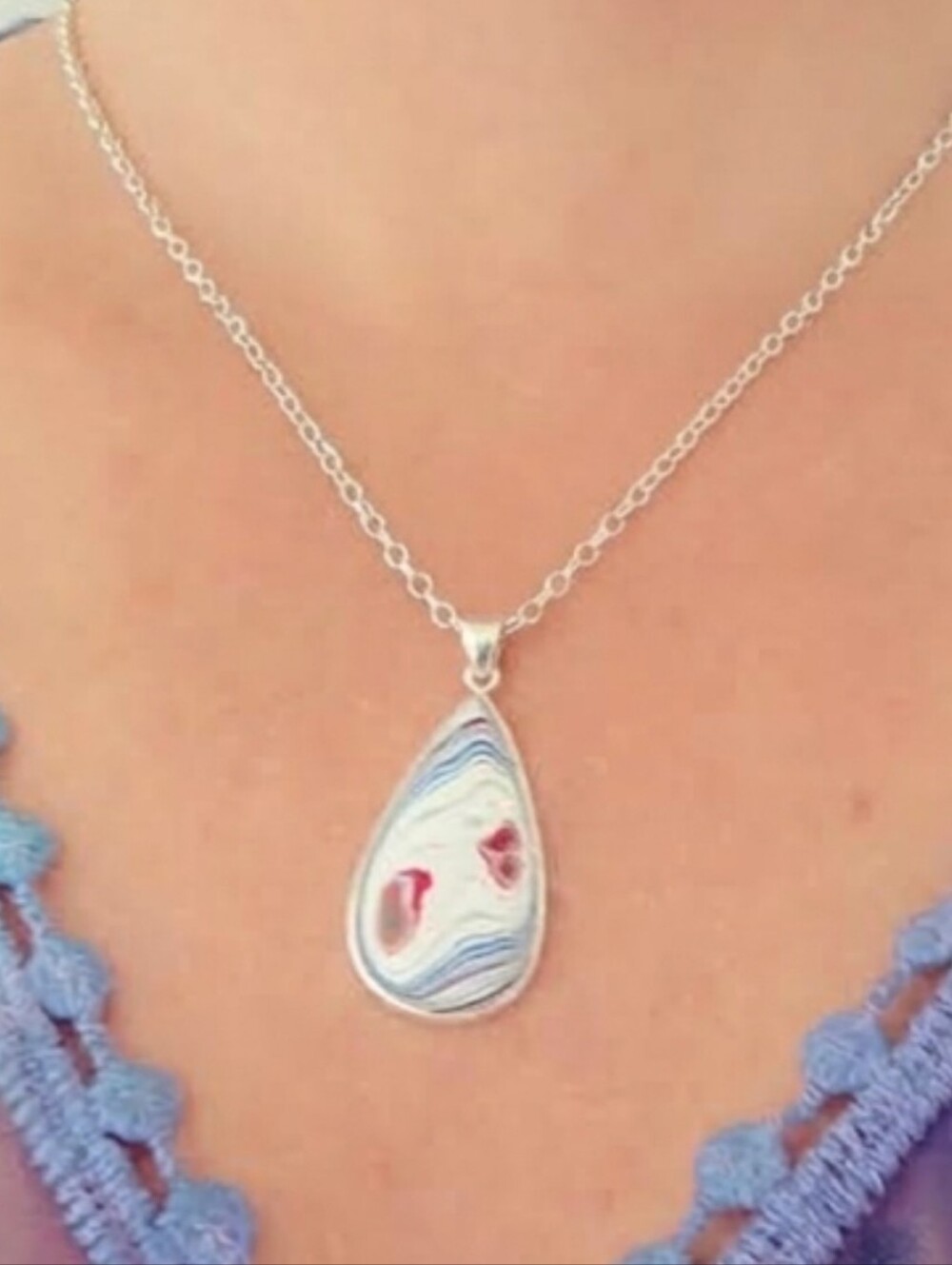 Fordite Sterling Silver 925 Gemstone Pendant